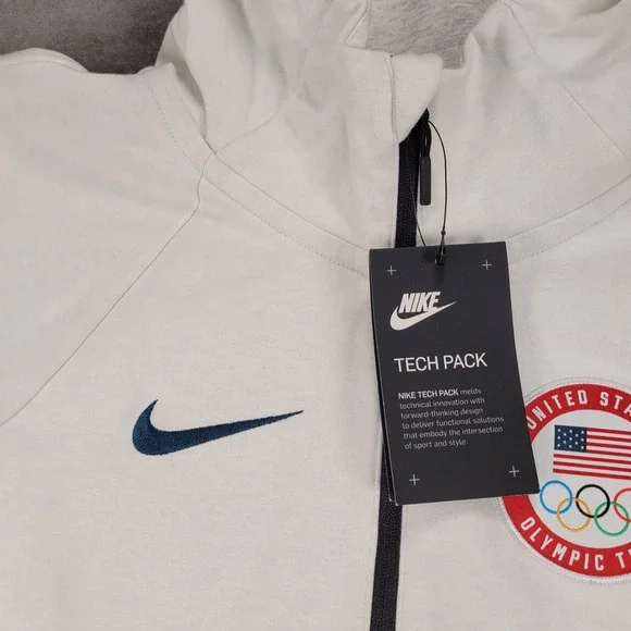 Nike Tech Pack Olympic Team USA Hoodie Pullover Jacket White Womens XL New Flaws - Picture 8 of 16